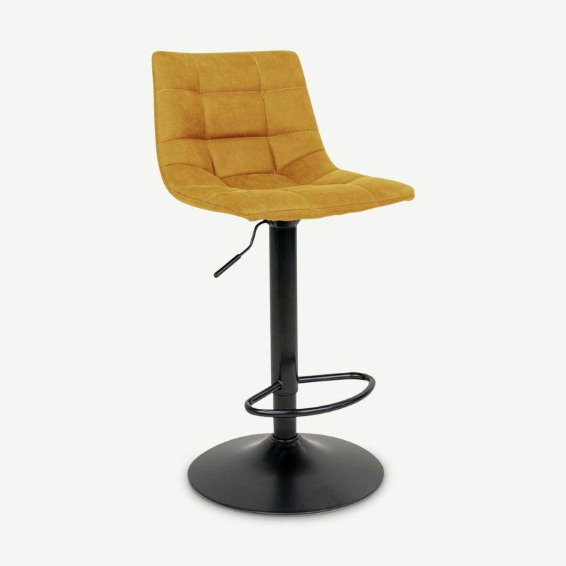 Adjustable Bar Stools |  England Bar Stool, Yellow Velvet & Black adjustable leg Adjustable Bar Stools Adjustable Bar Stools