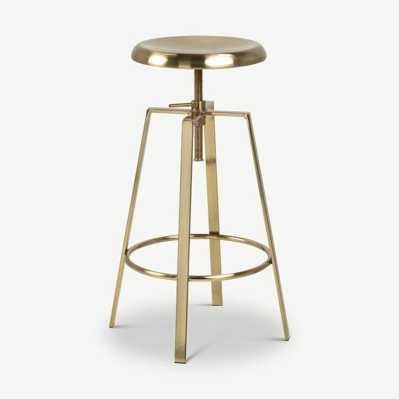 Adjustable Bar Stools |  Rhye Bar Stool, Gold Steel & Adjustable Seat Adjustable Bar Stools Adjustable Bar Stools