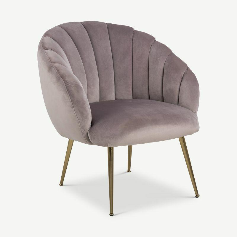 Armchairs |  Pearl Armchair, Dusty Pink Velvet & Brass Steel Armchairs Armchairs