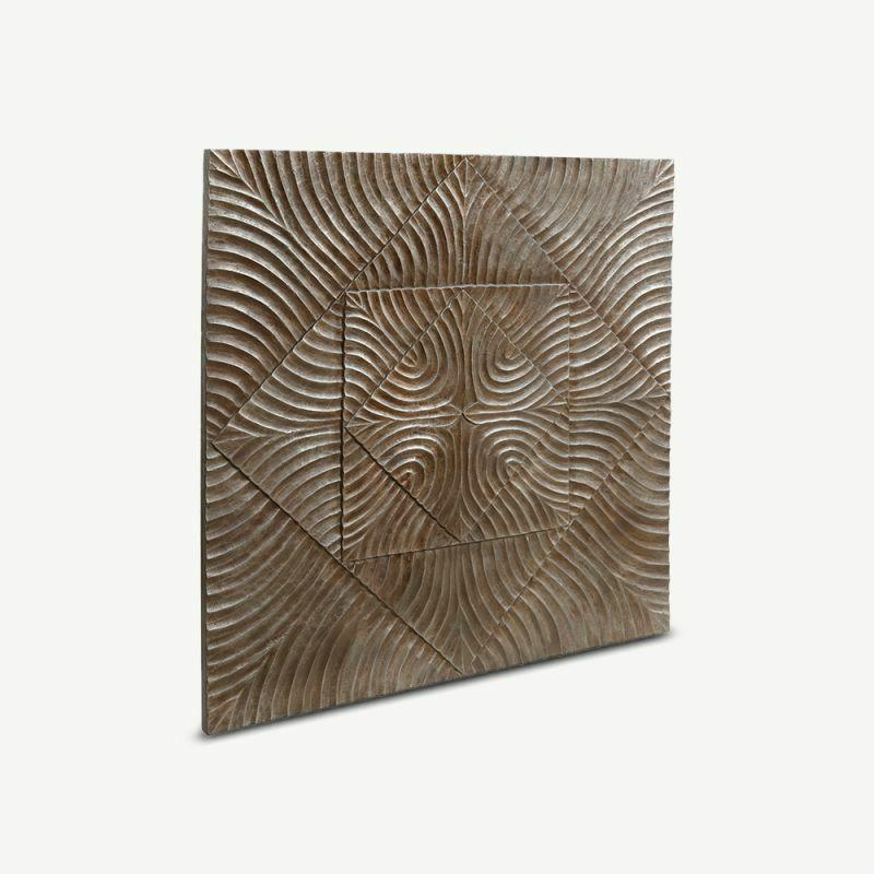 Artwork |  Carved Wall Panel, Silver Wood Artwork Artwork