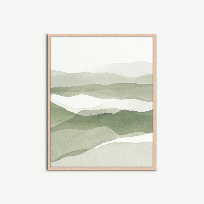 Artwork |  Green Abstract Landscape Wall Art, Framed Artwork Artwork