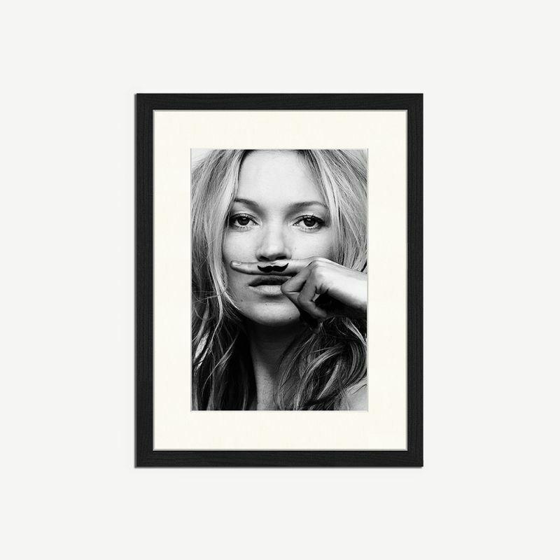 Artwork |  Kate Moss Mustache Wall Art, Passepartout Frame Artwork Artwork