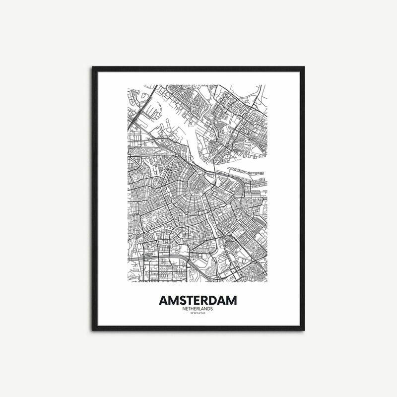 Artwork |  Map Of Amsterdam Wall Art, Framed Artwork Artwork