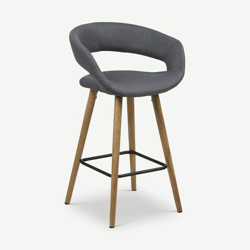 Bar Stools |  Grace Counter Stool, Dark Grey Fabric & Oak Legs Bar Stools Bar Stools