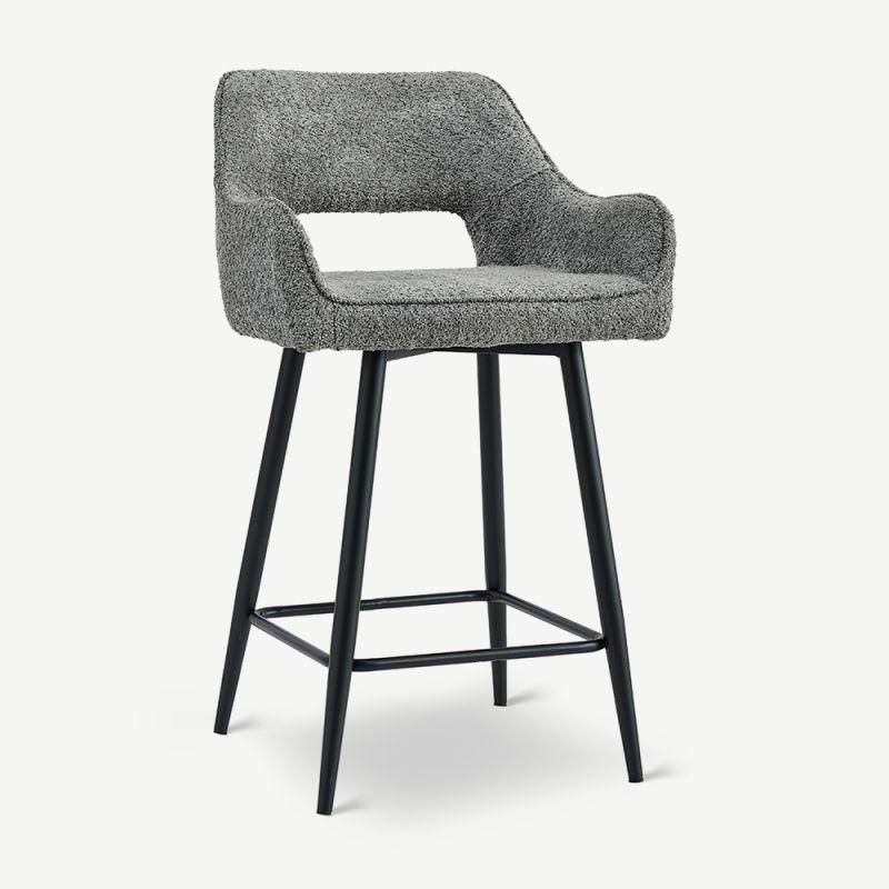 Bar Stools |  Maite Bar Stool, Anthracite Fabric Bar Stools Anthracite