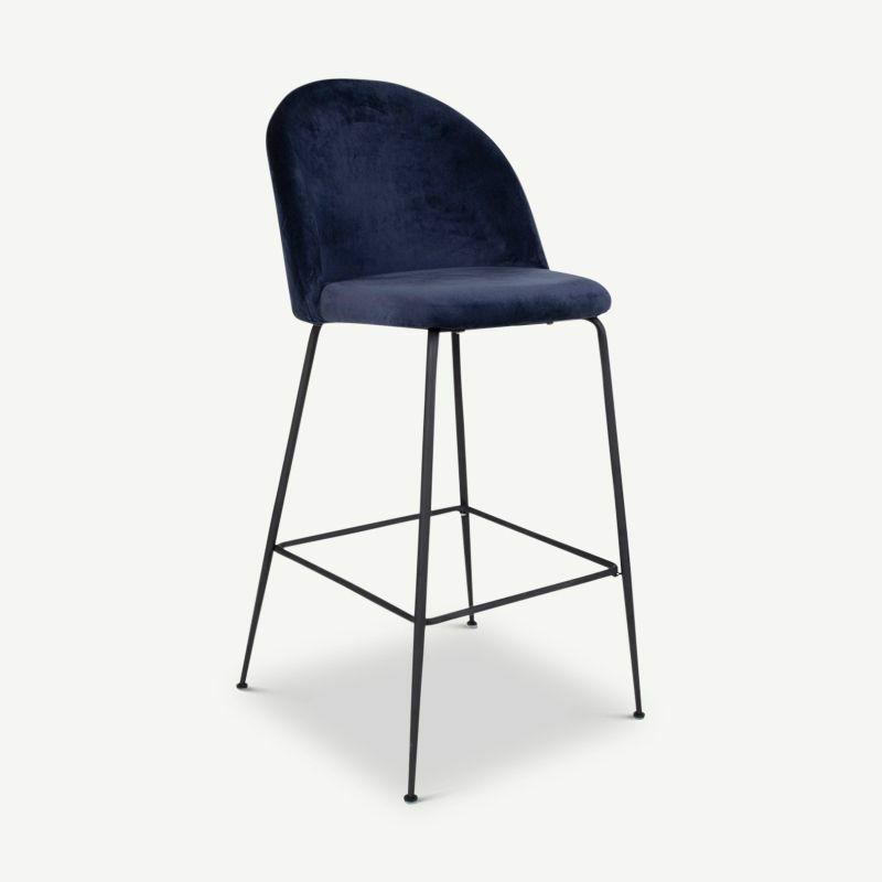 Bar Stools |  Paris Bar Stool, Blue Velvet & Black Legs Bar Stools Bar Stools