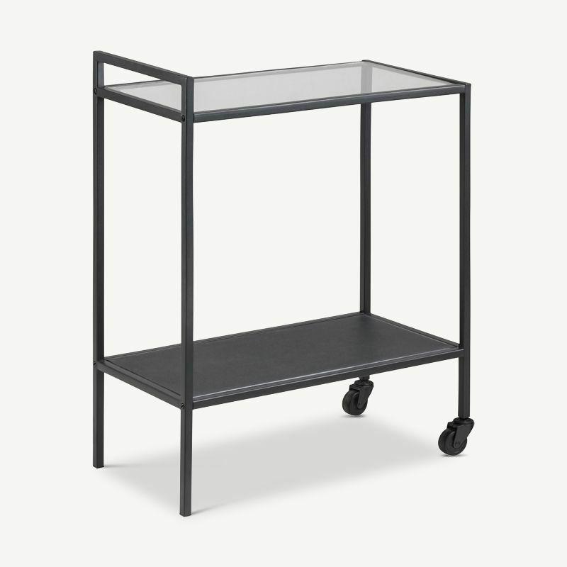 Bar Trolleys |  Dover Bar Trolley, Glass & Black Steel Bar Trolleys Bar Trolleys