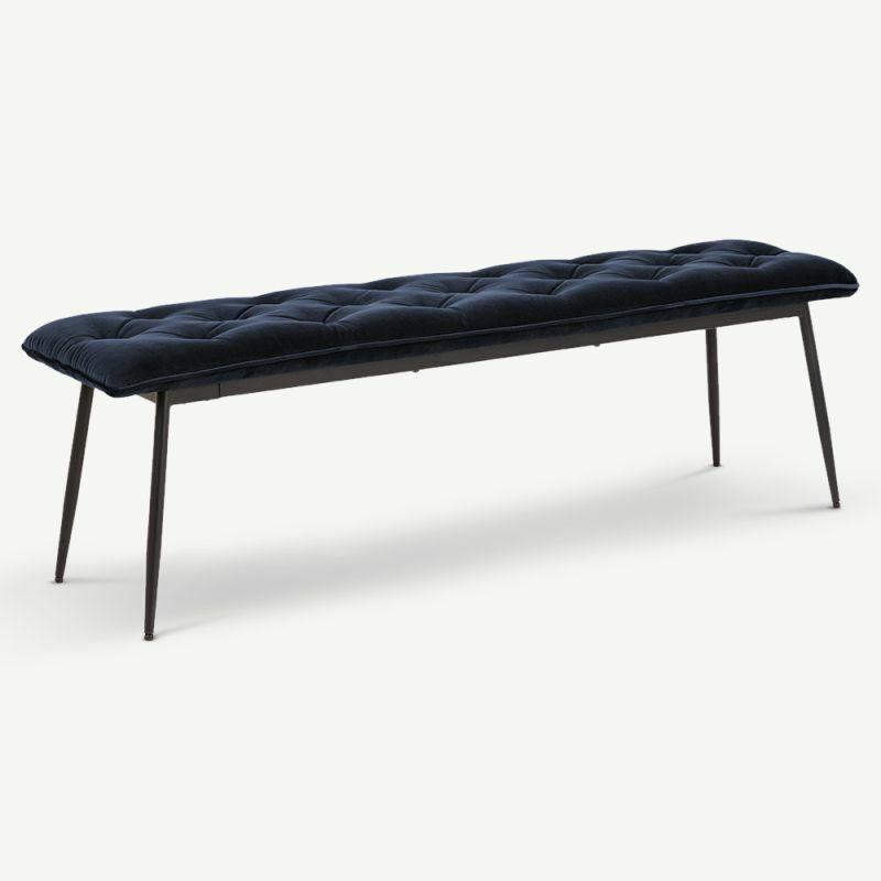 Benches |  Brooke Velvet Bench, Midnight Blue Benches Benches