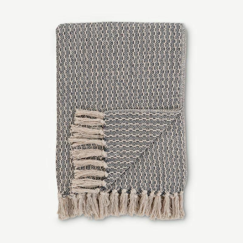 Blankets |  Wally Cotton Blanket, Dark Grey & White Blankets Blankets