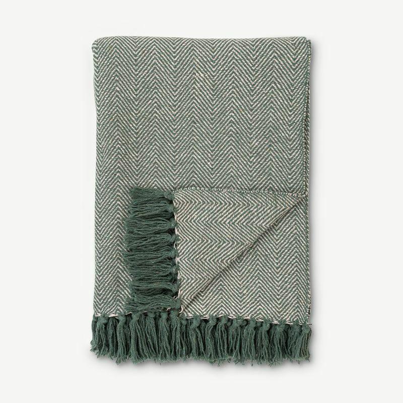 Blankets |  Wally Cotton Blanket, Green & White Outdoor Accessories Blankets