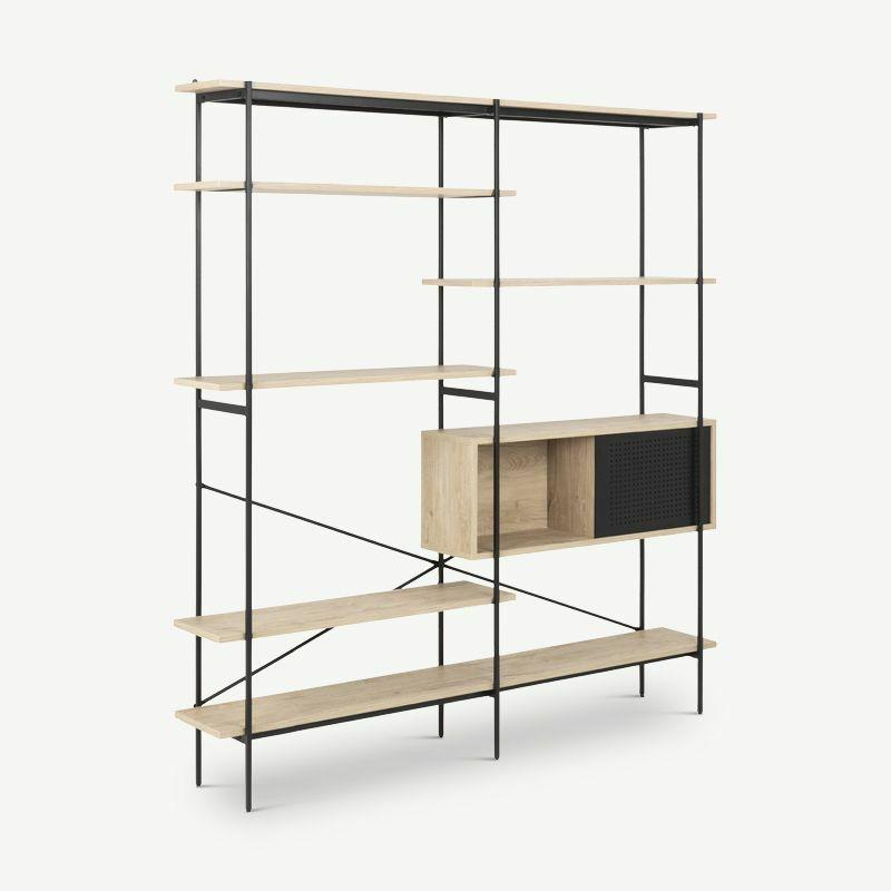 Bookcases & Shelving Units |  Lyla wide Bookcase, Oak look & steel frame Bookcases & Shelving Units Bookcases & Shelving Units