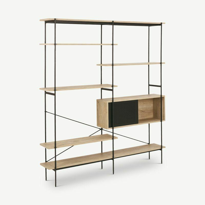 Bookcases & Shelving Units |  Lyla wide Bookcase, Oiled Oak look & steel frame Bookcases & Shelving Units Bookcases & Shelving Units