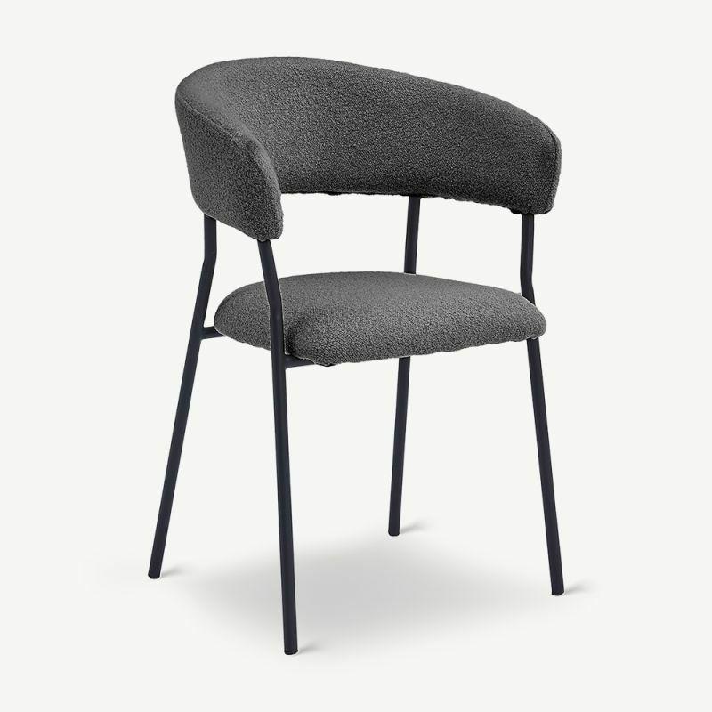 Boucle Chairs |  Graca Dining Chair with armrests, Anthracite Bouclé Boucle Chairs Anthracite