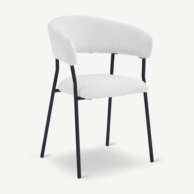 Boucle Chairs |  Graca Dining Chair with armrests, Ivory Bouclé Boucle Chairs Boucle Chairs