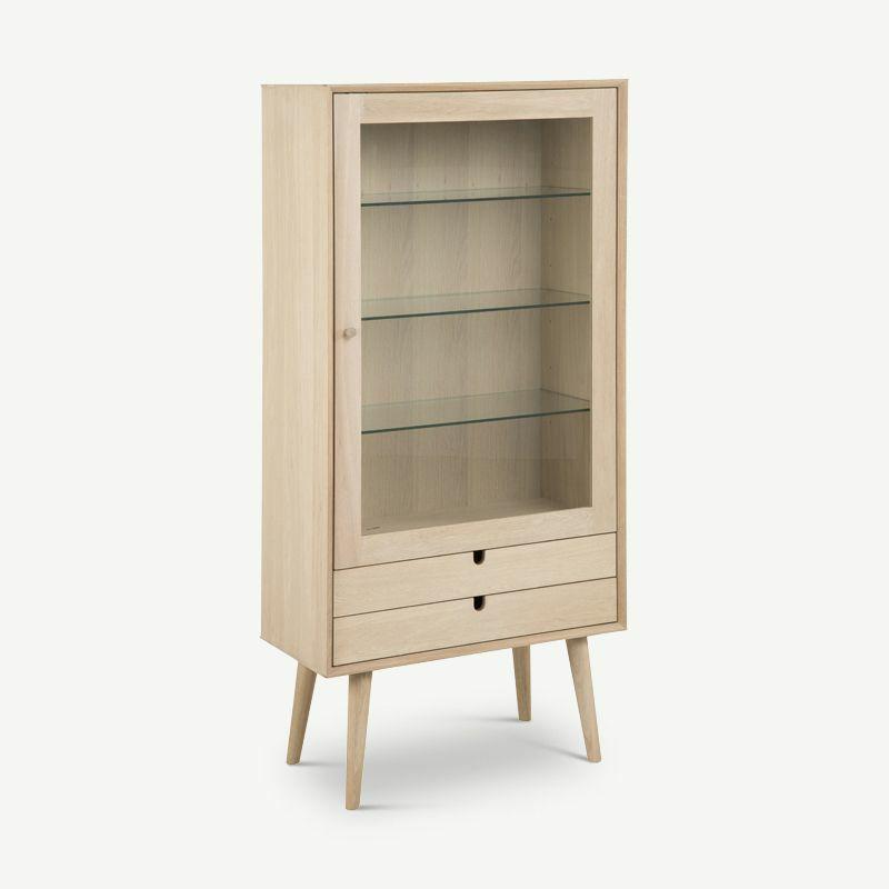 Cabinets |  Melody Display Cabinet, Natural Oak & Steel Cabinets Cabinets