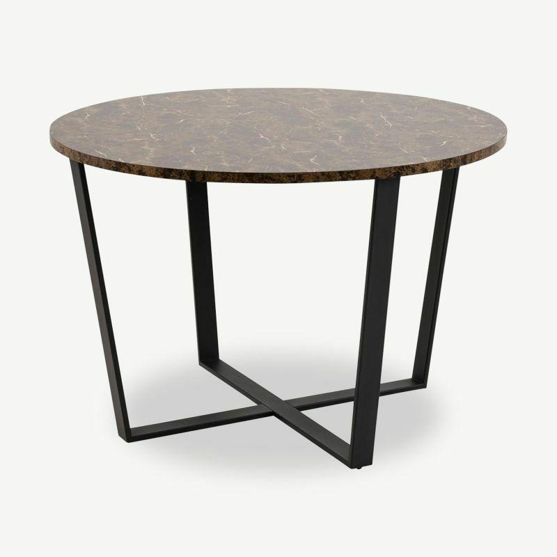 Café Tables |  Avery round Dining Table, Brown marble & Black base Café Tables Brown