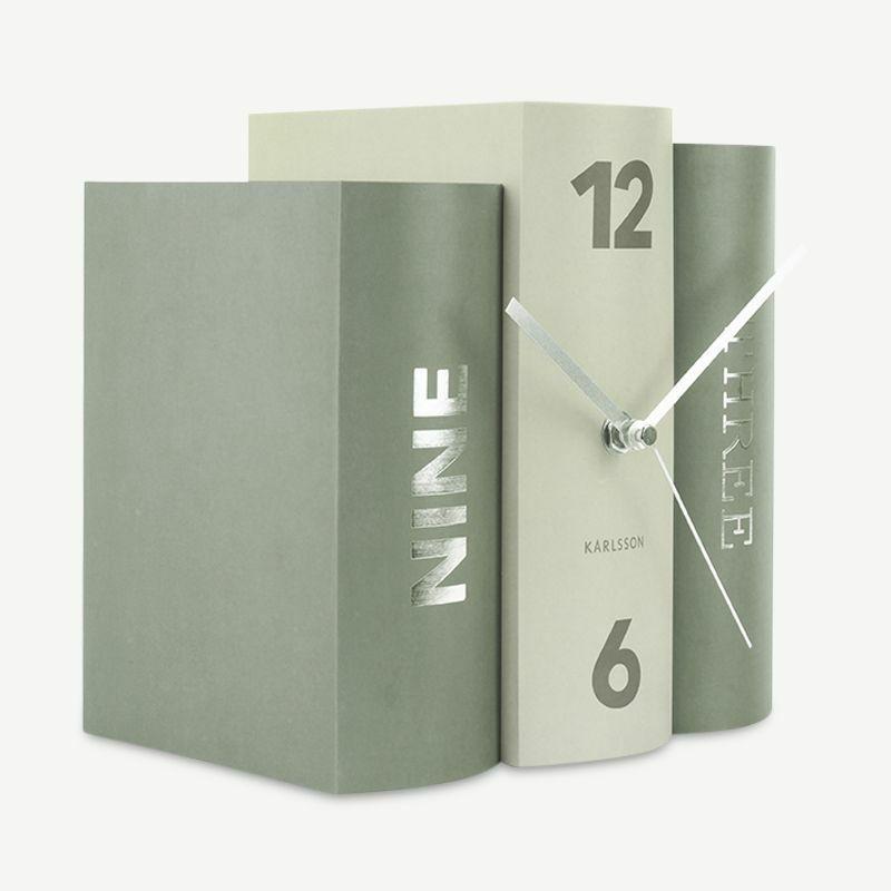 Clocks |  Book Table Clock, Green Paper Clocks Clocks