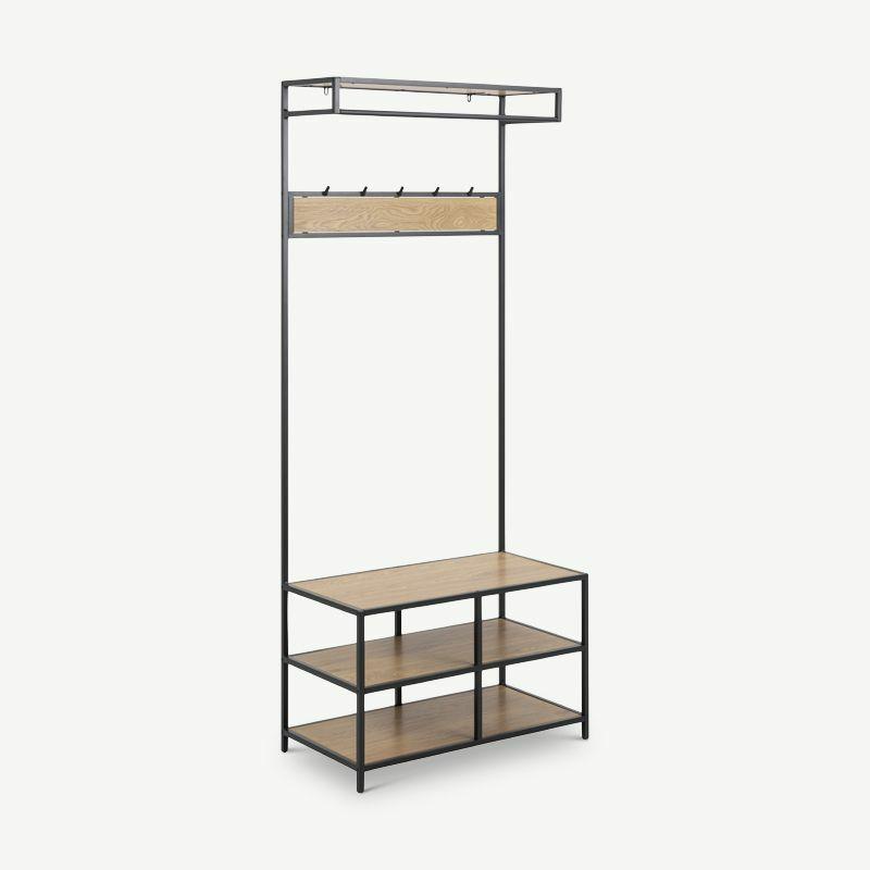 Clothes Rack |  Dover Clothes Rack, Black Steel & Natural Oak Clothes Rack Black