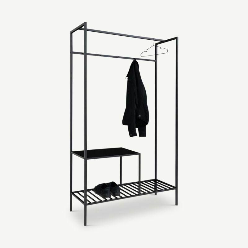 Clothes Rack |  Vice Wardrobe, Black frame & 2 black shelves Storage Black