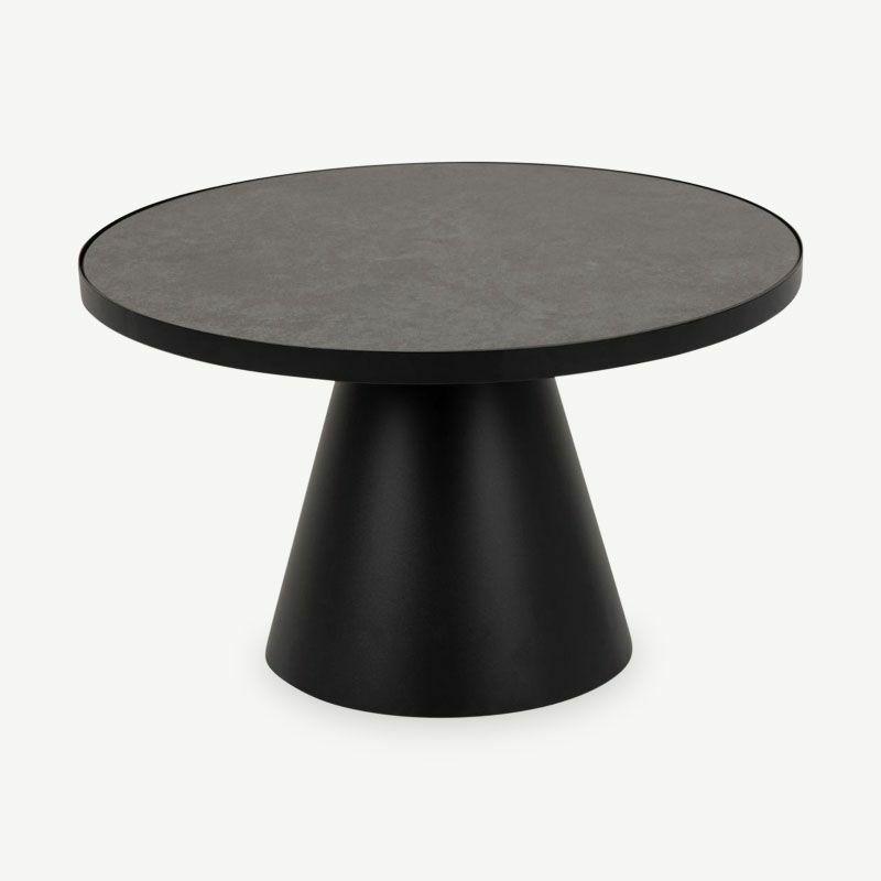 Coffee Tables |  Ella Coffee Table, Black Marble Look & Steel Base (Ø66 cm) Coffee Tables Black