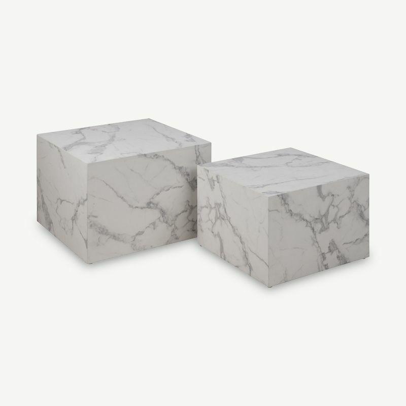 Coffee Tables |  Helga Set of 2 Coffee Table, White Marble Look Coffee Tables Coffee Tables