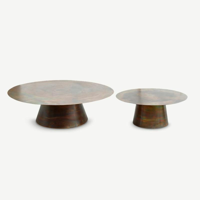 Coffee Tables |  Olov Set of 2 Round Coffee Table, Brass Coffee Tables Brass