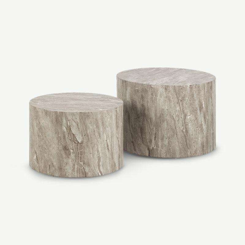 Coffee Tables |  Sadie Round Coffee Table Set, Grey Marble Coffee Tables Coffee Tables