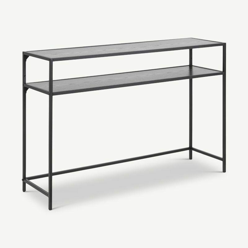 Console Tables |  Dover Console Table, Black Steel & Ash Black Oak Tables Black