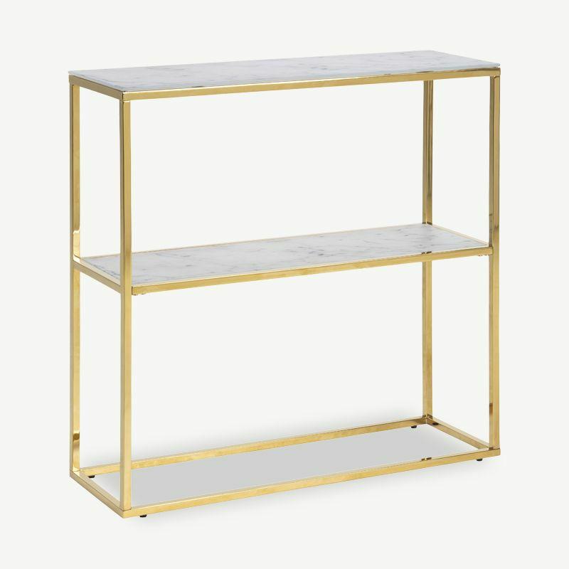 Console Tables |  Ophelia large Console Table, Marble look & brass Console Tables Console Tables