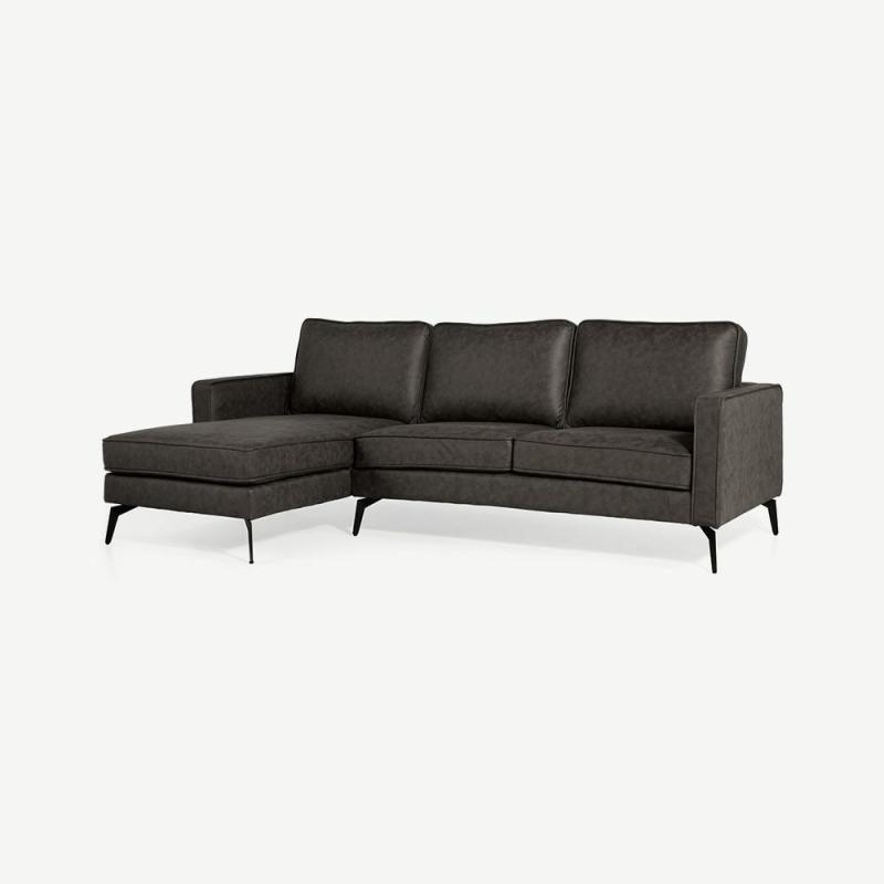 Corner Sofas |  Bento Corner Sofa, Anthracite PU Leather (left) Anthracite