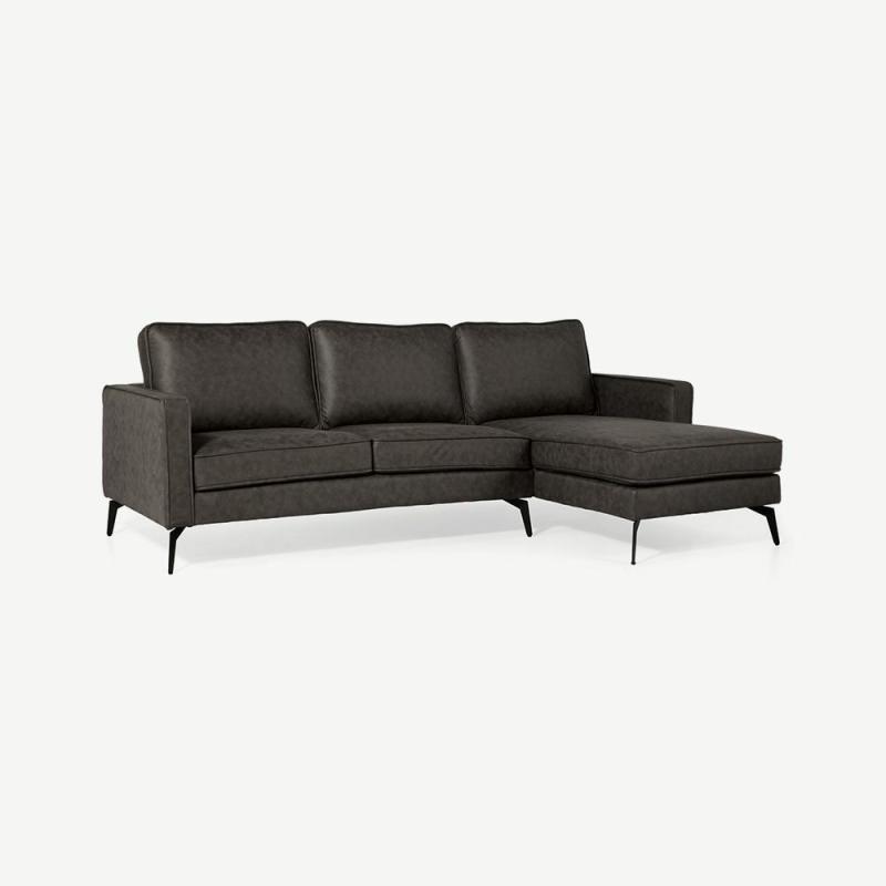 Corner Sofas |  Bento Corner Sofa, Anthracite PU Leather (right) Corner Sofas Anthracite