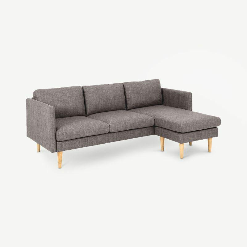 Corner Sofas |  Homie Corner Sofa, Light Grey Fabric Corner Sofas Brown