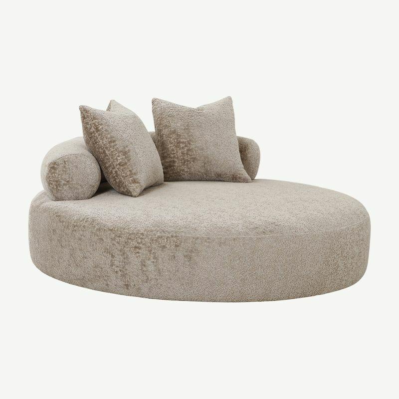 Daybeds |  Faye Round Daybed, Taupe Fabric Sofas Daybeds