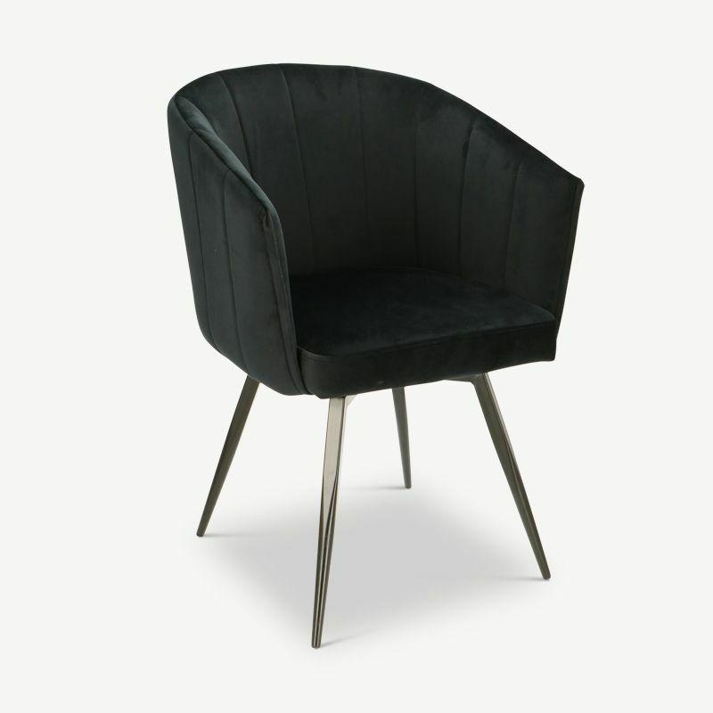 Dining Chairs |  BEN Swivel Dining Chair, Black Velvet Chairs Black