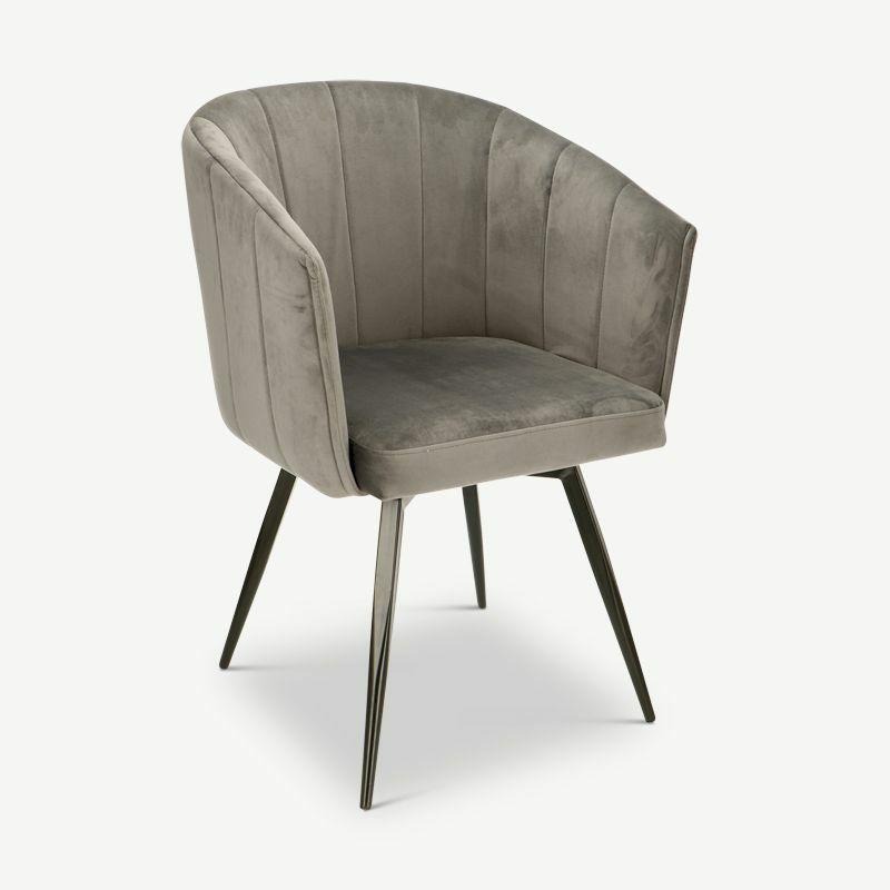 Dining Chairs |  BEN Swivel Dining Chair, Grey Velvet Chairs Dining Chairs