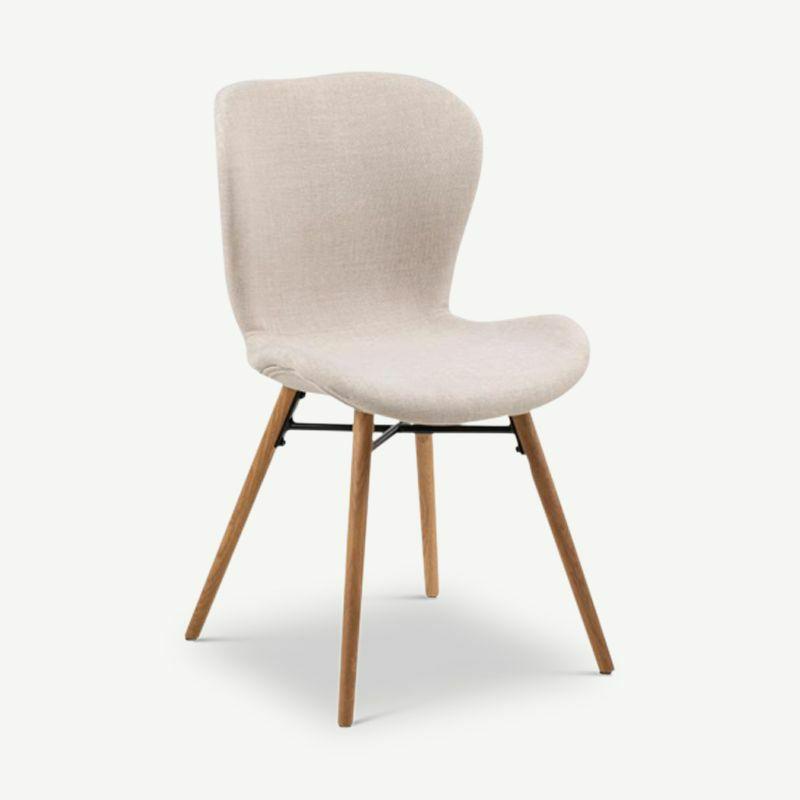 Dining Chairs |  Bliss Dining Chair, Sand Fabric & Oak frame Chairs Brown