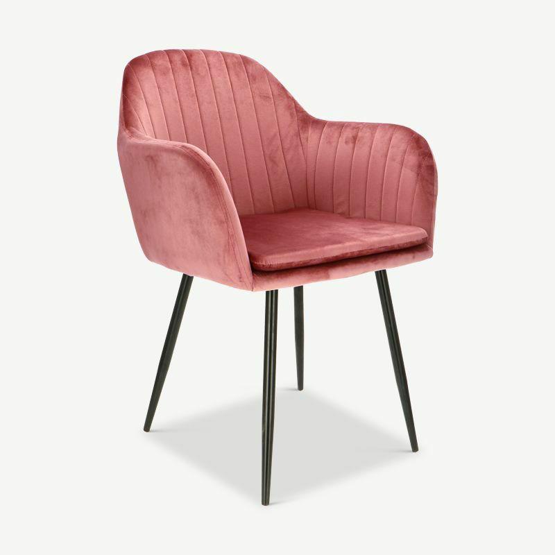 Dining Chairs |  Brando Dining Chair, Pink Velvet & Black legs Chairs Dining Chairs