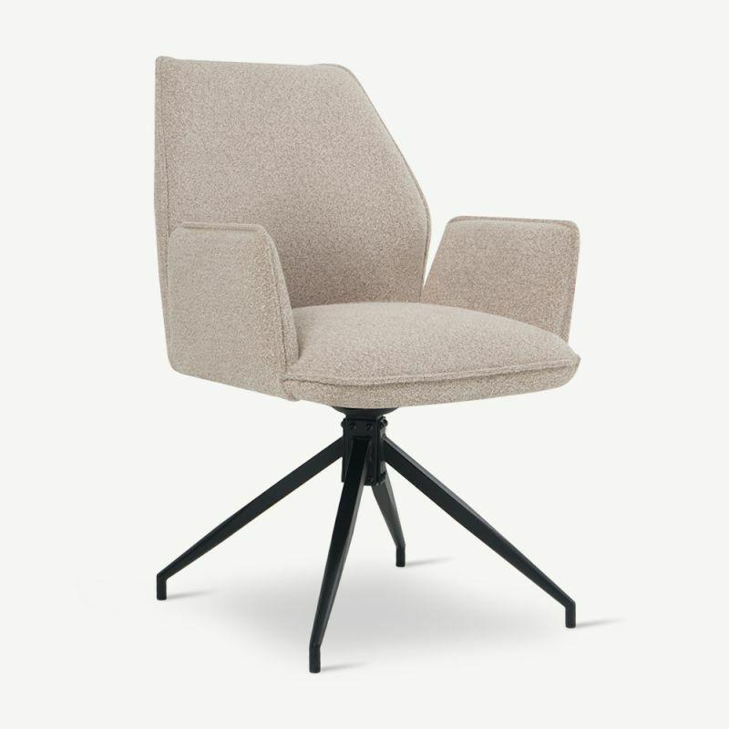 Dining Chairs |  Davi Swivel Dining Chair, Taupe Bouclé Boucle Chairs Boucle Chairs