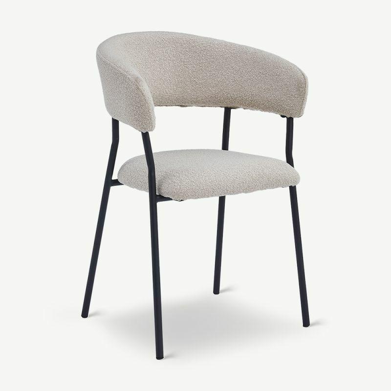 Dining Chairs |  Graca Dining Chair with armrests, Taupe Bouclé Boucle Chairs Boucle Chairs