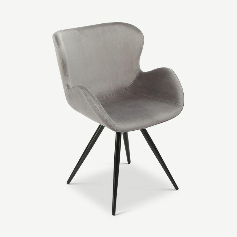 Dining Chairs |  Jack Dining Chair, Grey Velvet & Black legs Chairs Dining Chairs