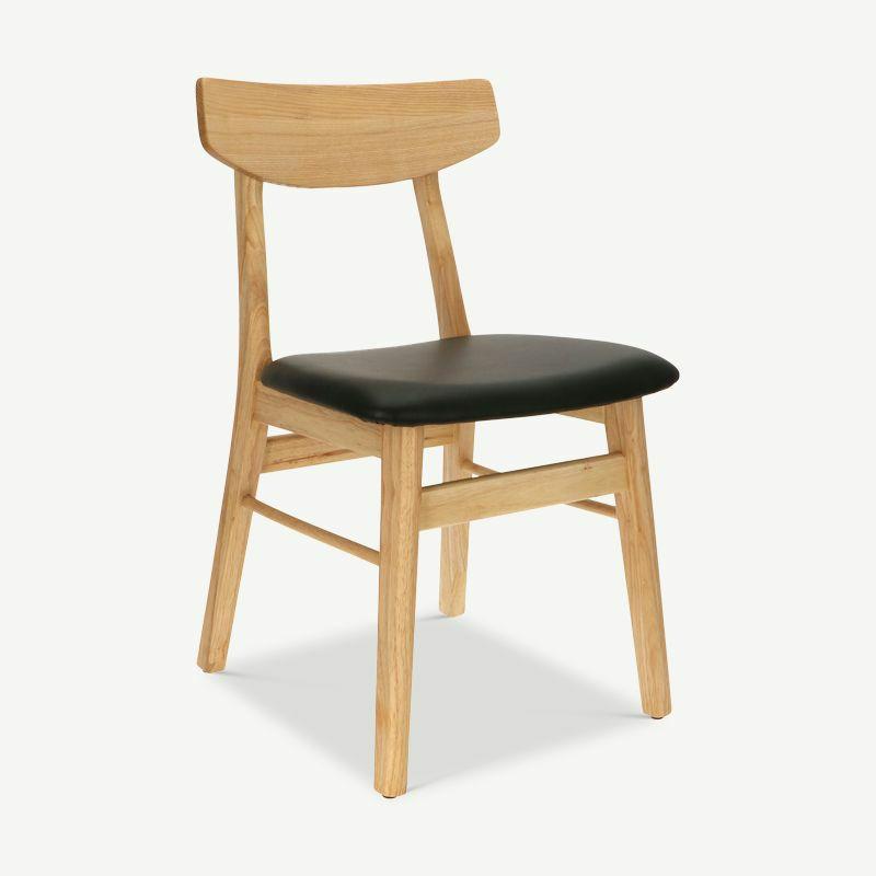 Dining Chairs |  Jenson Dining Chair, Wood & Black PU Leather seat Chairs Dining Chairs