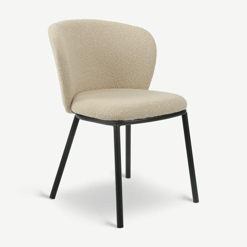 Dining Chairs |  Jose Bouclé Dining Chair, Taupe Boucle Chairs Boucle Chairs