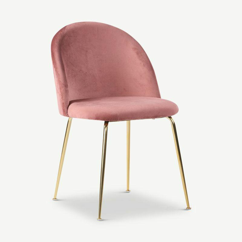 Dining Chairs |  Paris Dining Chair, Pink Velvet & Brass look legs Chairs Dining Chairs