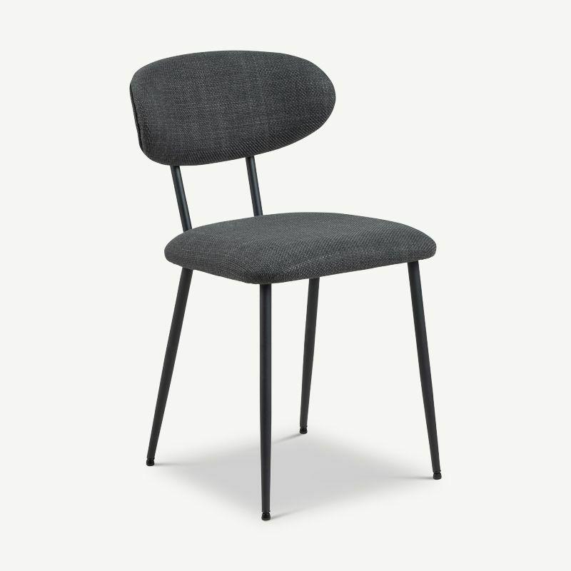 Dining Chairs |  Rabiah Dining Chair, Dark Grey Fabric Chairs Dark Grey