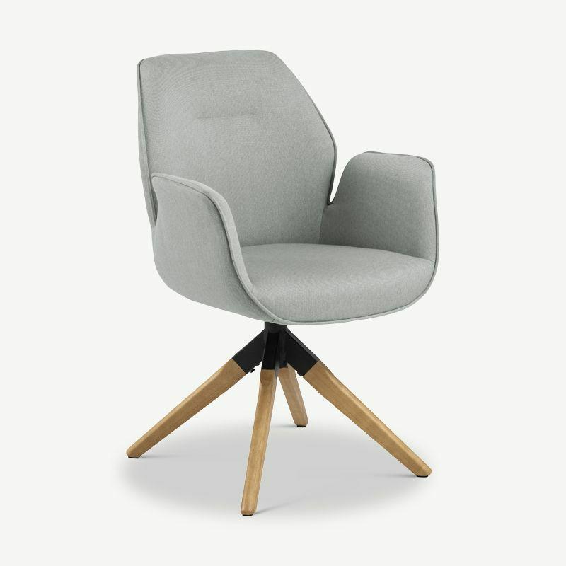 Dining Chairs |  Thalia Dining chair, Light Grey Fabric & Rubberwood Chairs Dining Chairs