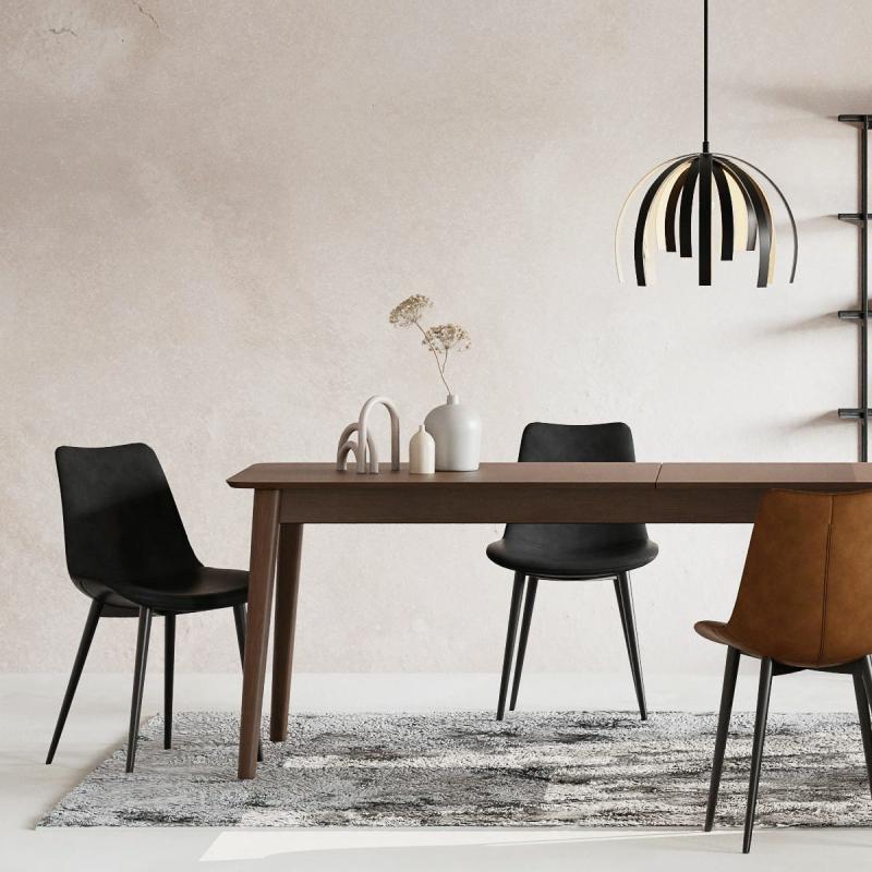 Dining Chairs |  Theo Dining Chair, Black PU Leather & Steel Chairs Black