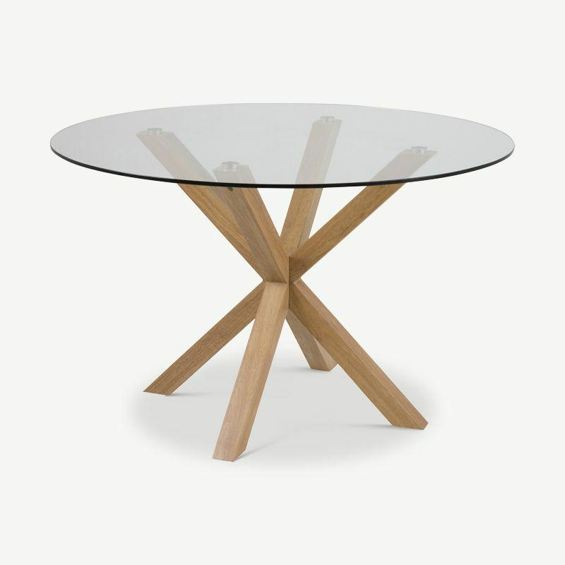 Dining Tables |  Talon Round Dining Table, Glass & Oak Café Tables Café Tables