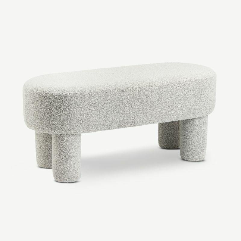 Footstools & Ottomans |  Bucky Bouclé Bench, White Footstools & Ottomans Footstools & Ottomans