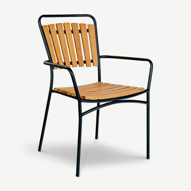 Garden Chairs |  Beckett Teak Garden Chair, Natural Wood, Black Garden Chairs Garden Chairs