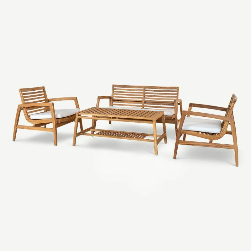 Garden sofas and Lounge Sets |  Shiro Teak Lounge Set, Natural Wood Outdoor furniture Garden sofas & Lounge Sets